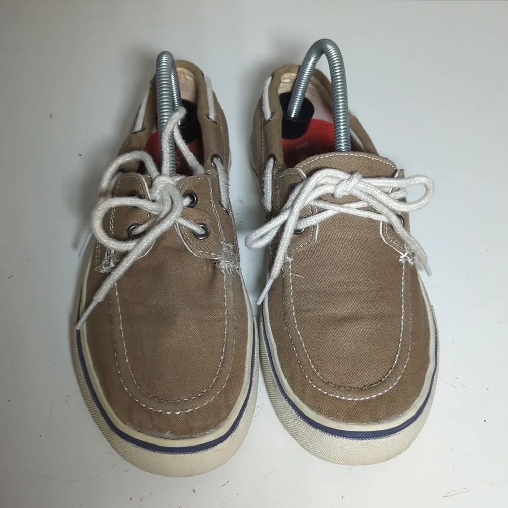 Gotcha Boat Shoes Mens's Sz 8 Tan Canvas Lace Up Casual Comfort Slip‎ On Loafers